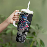 Teddy Bear Hip Hop Graffiti Street Art Tumbler With Handle Crown Shades and Colorful Spray Paint Design - Wonder Print Shop