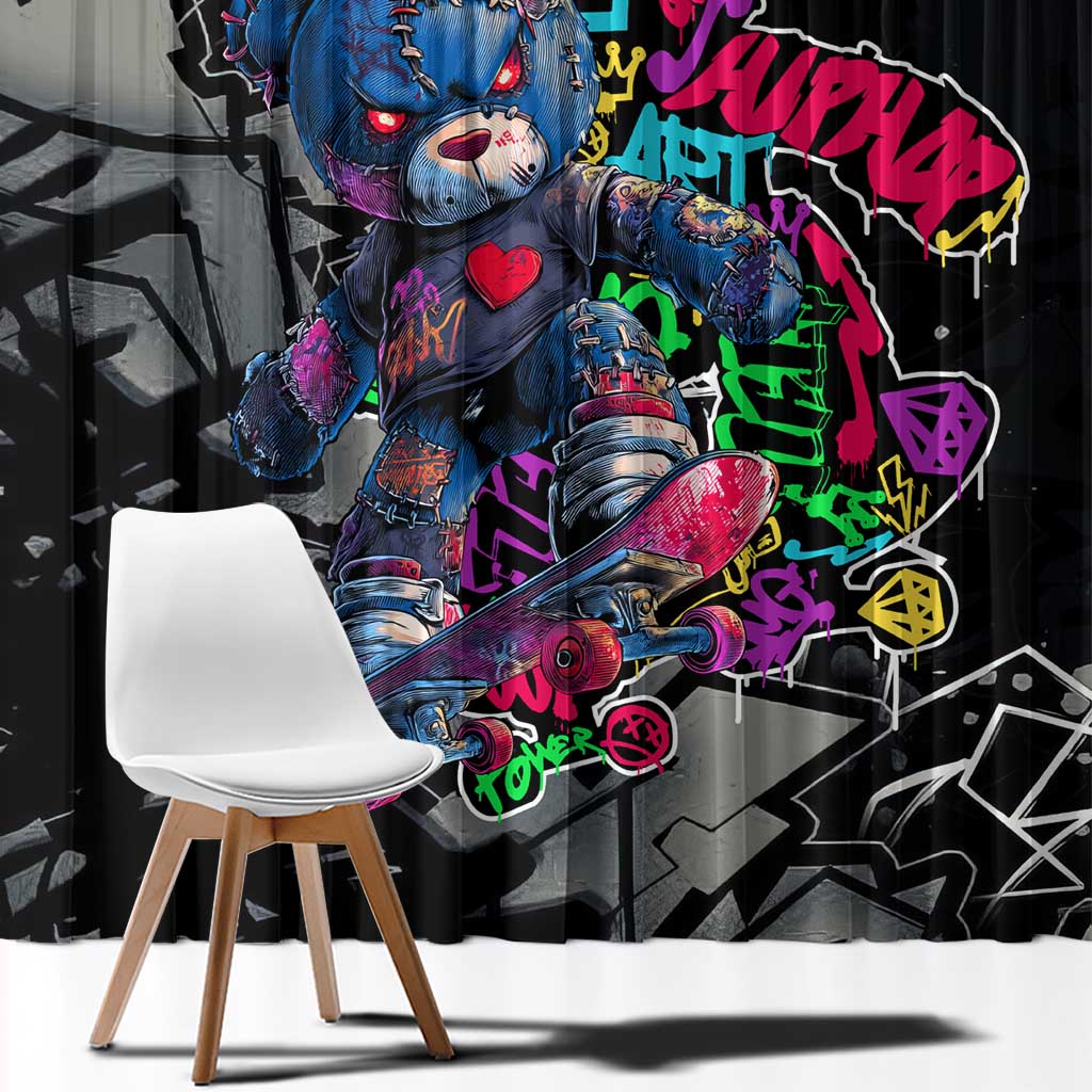 Teddy Bear Hip Hop Graffiti Street Art Window Curtain Crown Shades and Colorful Spray Paint Design - Wonder Print Shop