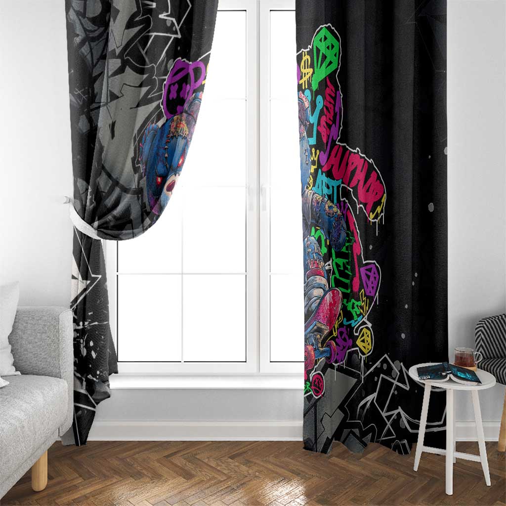 Teddy Bear Hip Hop Graffiti Street Art Window Curtain Crown Shades and Colorful Spray Paint Design - Wonder Print Shop