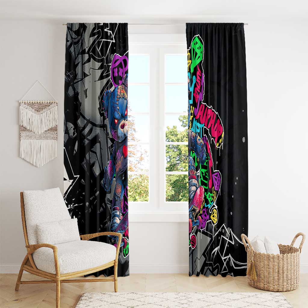 Teddy Bear Hip Hop Graffiti Street Art Window Curtain Crown Shades and Colorful Spray Paint Design - Wonder Print Shop