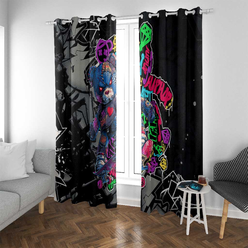 Teddy Bear Hip Hop Graffiti Street Art Window Curtain Crown Shades and Colorful Spray Paint Design - Wonder Print Shop