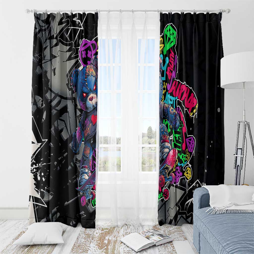 Teddy Bear Hip Hop Graffiti Street Art Window Curtain Crown Shades and Colorful Spray Paint Design - Wonder Print Shop