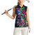 Teddy Bear Hip Hop Graffiti Street Art Women Sleeveless Polo Shirt Crown Shades and Colorful Spray Paint Design - Wonder Print Shop