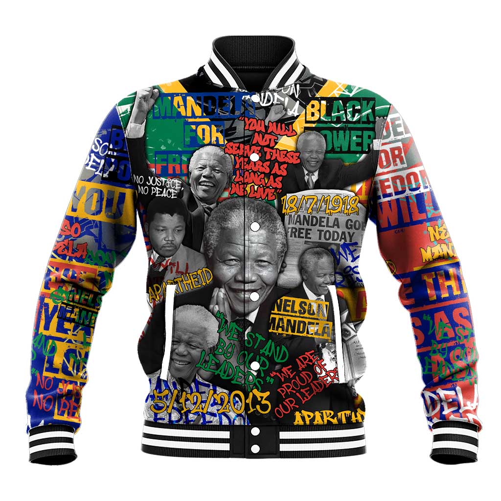 Nelson Mandela Baseball Jacket Street Spray Art Recreating The Life Of A Great Man - Wonder Print Shop