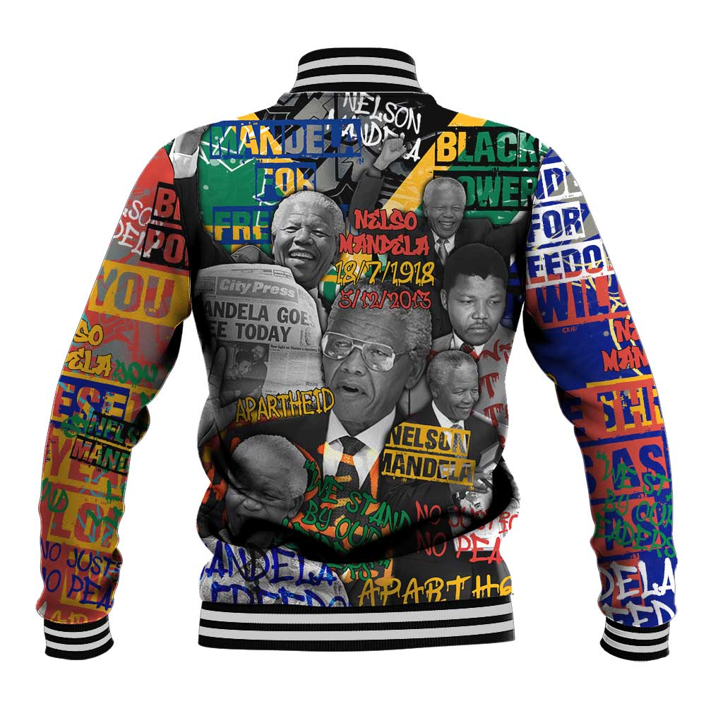 Nelson Mandela Baseball Jacket Street Spray Art Recreating The Life Of A Great Man - Wonder Print Shop