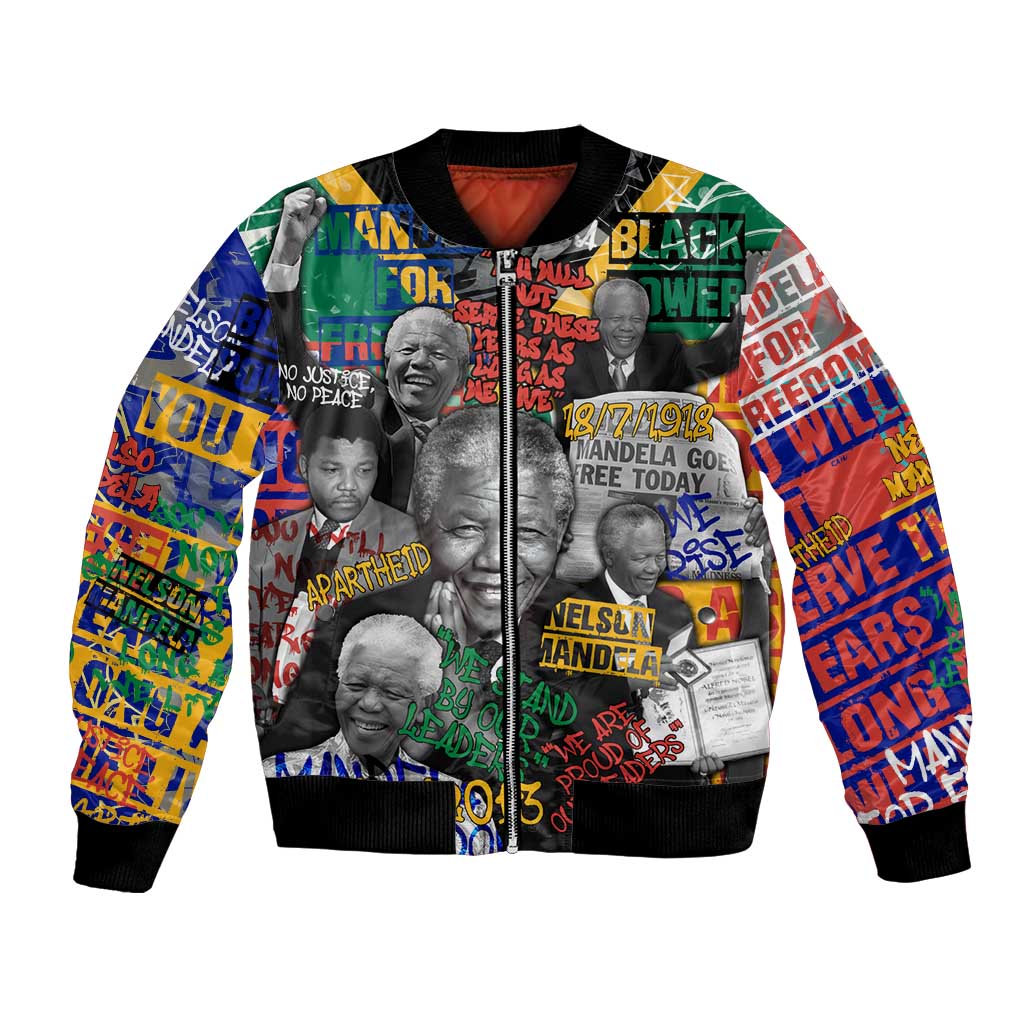Nelson Mandela Bomber Jacket Street Spray Art Recreating The Life Of A Great Man - Wonder Print Shop