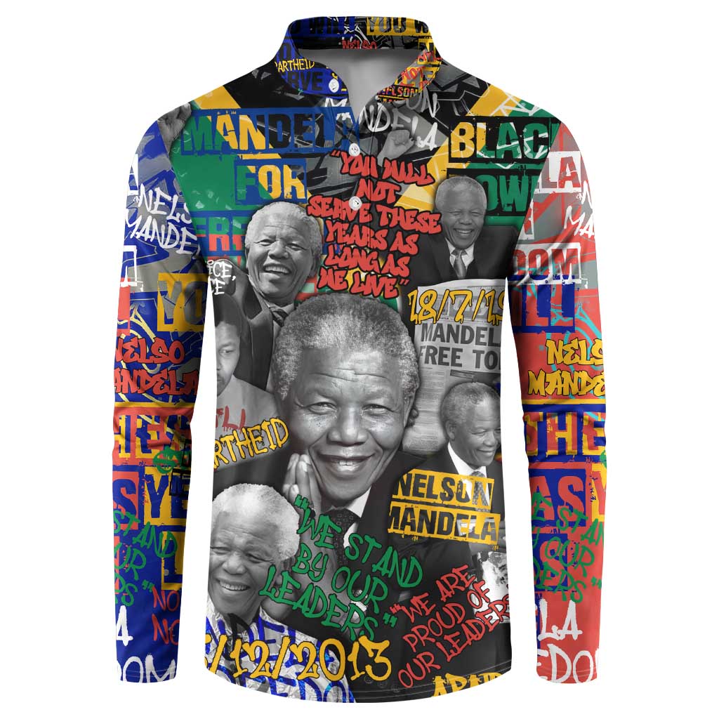 Nelson Mandela Button Sweatshirt Street Spray Art Recreating The Life Of A Great Man - Wonder Print Shop