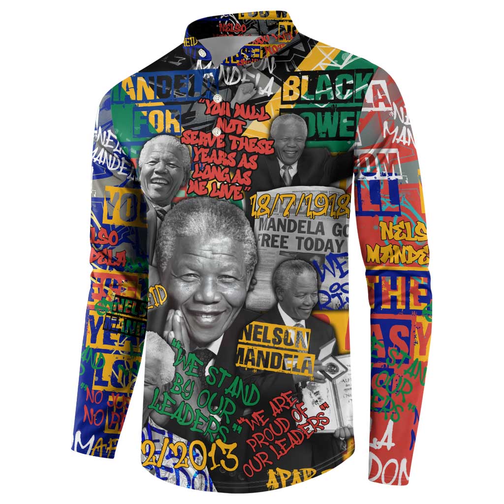 Nelson Mandela Button Sweatshirt Street Spray Art Recreating The Life Of A Great Man - Wonder Print Shop