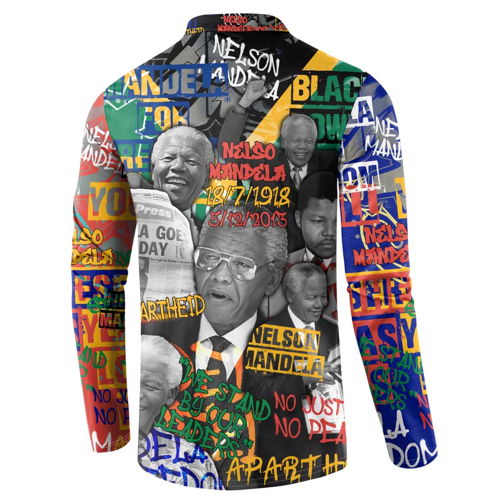 Nelson Mandela Button Sweatshirt Street Spray Art Recreating The Life Of A Great Man - Wonder Print Shop