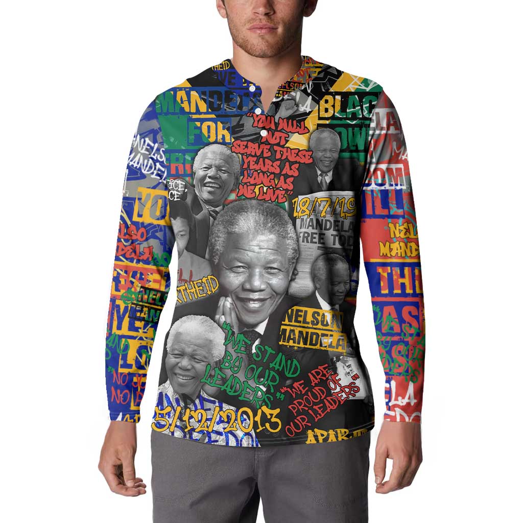 Nelson Mandela Button Sweatshirt Street Spray Art Recreating The Life Of A Great Man - Wonder Print Shop