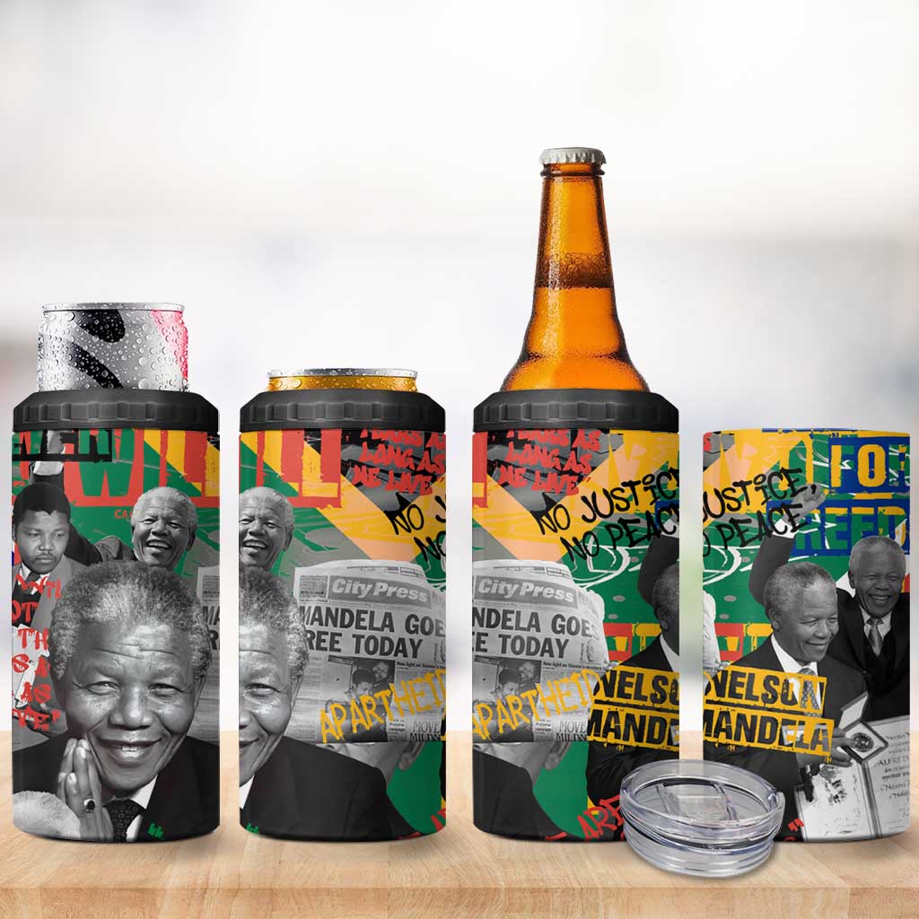 Nelson Mandela 4 in 1 Can Cooler Tumbler Street Spray Art Recreating The Life Of A Great Man - Wonder Print Shop