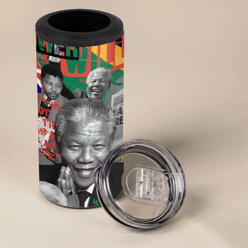 Nelson Mandela 4 in 1 Can Cooler Tumbler Street Spray Art Recreating The Life Of A Great Man - Wonder Print Shop