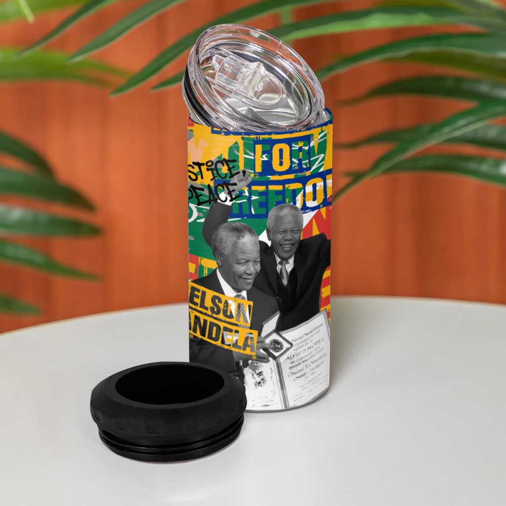 Nelson Mandela 4 in 1 Can Cooler Tumbler Street Spray Art Recreating The Life Of A Great Man - Wonder Print Shop