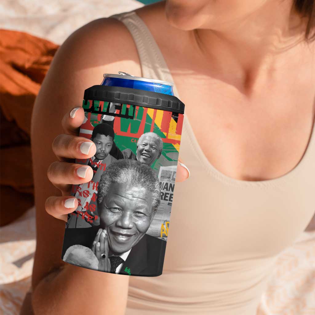 Nelson Mandela 4 in 1 Can Cooler Tumbler Street Spray Art Recreating The Life Of A Great Man - Wonder Print Shop
