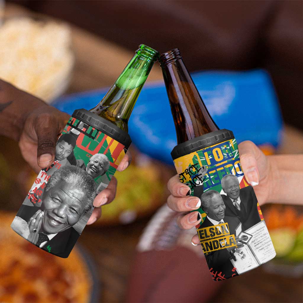 Nelson Mandela 4 in 1 Can Cooler Tumbler Street Spray Art Recreating The Life Of A Great Man - Wonder Print Shop