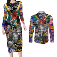 Nelson Mandela Couples Matching Long Sleeve Bodycon Dress and Long Sleeve Button Shirt Street Spray Art Recreating The Life Of A Great Man - Wonder Print Shop