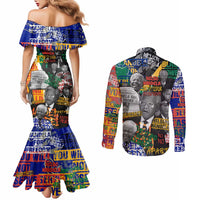 Nelson Mandela Couples Matching Mermaid Dress and Long Sleeve Button Shirt Street Spray Art Recreating The Life Of A Great Man - Wonder Print Shop