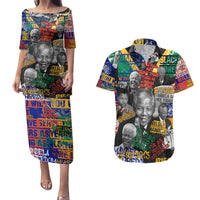 Nelson Mandela Couples Matching Puletasi and Hawaiian Shirt Street Spray Art Recreating The Life Of A Great Man - Wonder Print Shop
