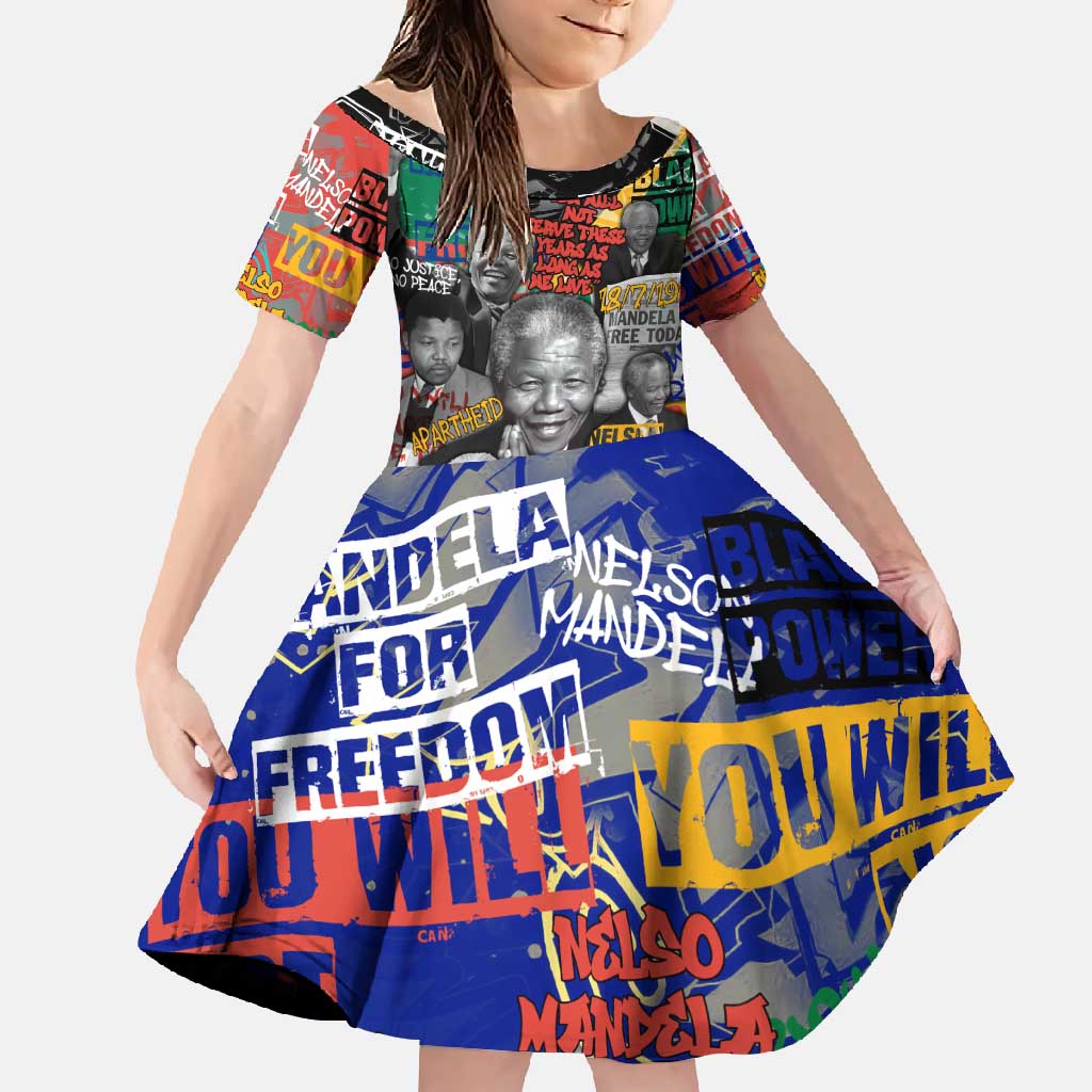 Nelson Mandela Family Matching Off Shoulder Maxi Dress and Hawaiian Shirt Street Spray Art Recreating The Life Of A Great Man - Wonder Print Shop
