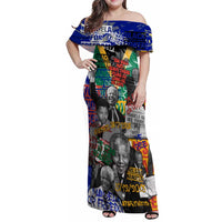 Nelson Mandela Family Matching Off Shoulder Maxi Dress and Hawaiian Shirt Street Spray Art Recreating The Life Of A Great Man - Wonder Print Shop