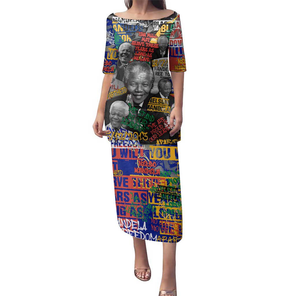 Nelson Mandela Family Matching Puletasi and Hawaiian Shirt Street Spray Art Recreating The Life Of A Great Man - Wonder Print Shop