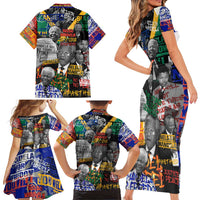 Nelson Mandela Family Matching Short Sleeve Bodycon Dress and Hawaiian Shirt Street Spray Art Recreating The Life Of A Great Man - Wonder Print Shop