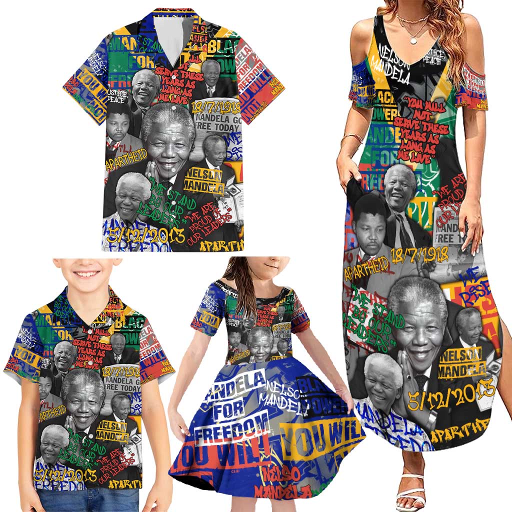 Nelson Mandela Family Matching Summer Maxi Dress and Hawaiian Shirt Street Spray Art Recreating The Life Of A Great Man - Wonder Print Shop
