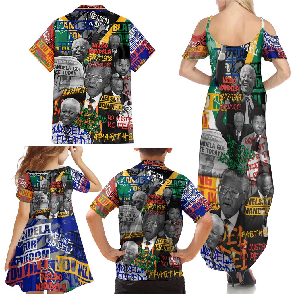 Nelson Mandela Family Matching Summer Maxi Dress and Hawaiian Shirt Street Spray Art Recreating The Life Of A Great Man - Wonder Print Shop