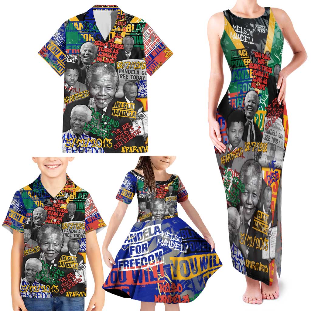 Nelson Mandela Family Matching Tank Maxi Dress and Hawaiian Shirt Street Spray Art Recreating The Life Of A Great Man - Wonder Print Shop