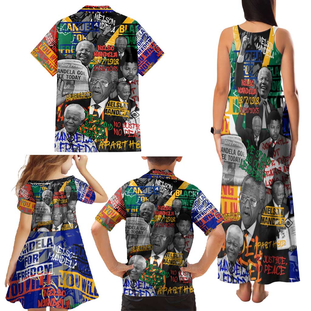 Nelson Mandela Family Matching Tank Maxi Dress and Hawaiian Shirt Street Spray Art Recreating The Life Of A Great Man - Wonder Print Shop