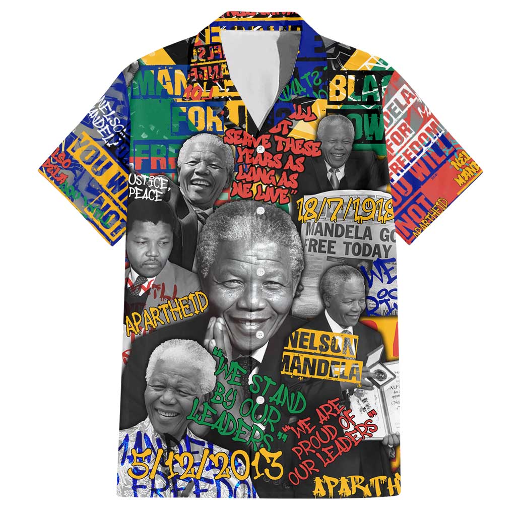 Nelson Mandela Hawaiian Shirt Street Spray Art Recreating The Life Of A Great Man - Wonder Print Shop