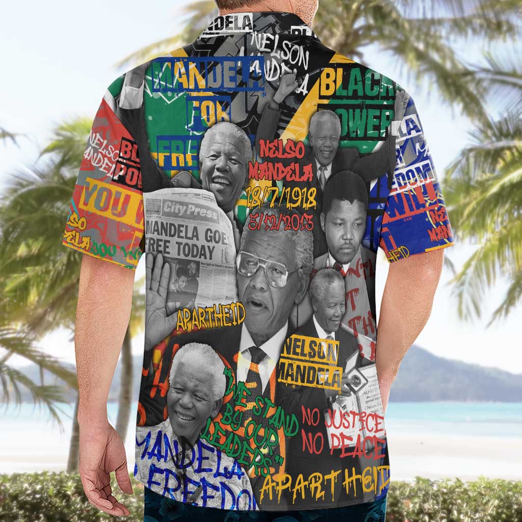 Nelson Mandela Hawaiian Shirt Street Spray Art Recreating The Life Of A Great Man - Wonder Print Shop