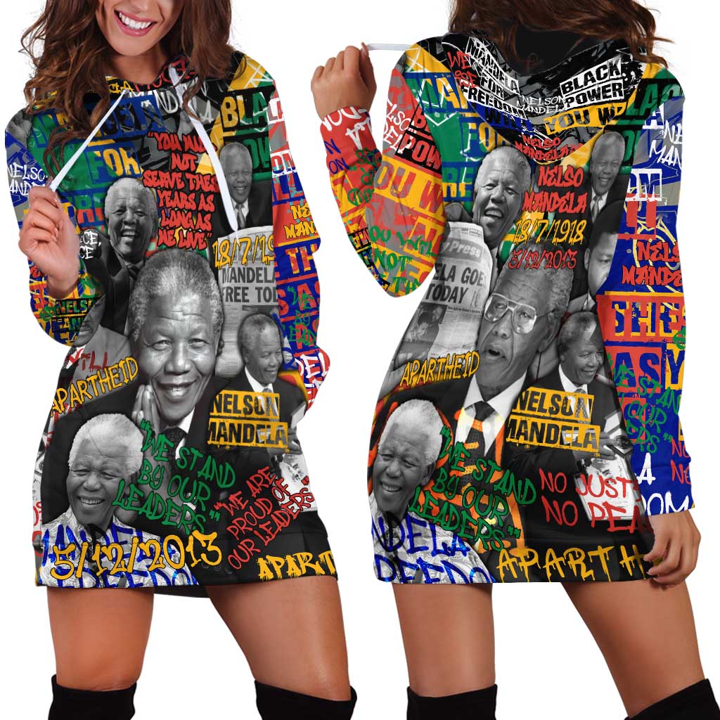 Nelson Mandela Hoodie Dress Street Spray Art Recreating The Life Of A Great Man - Wonder Print Shop