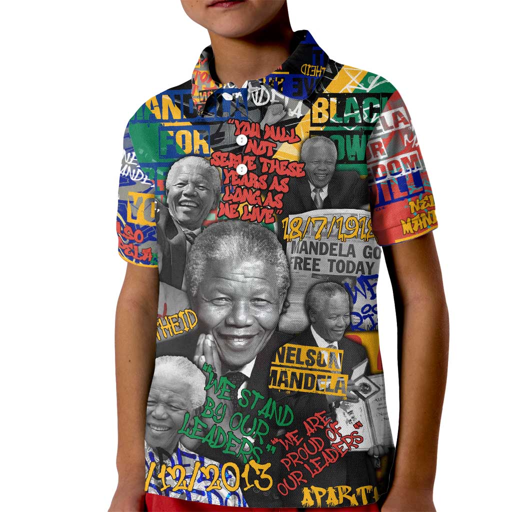 Nelson Mandela Kid Polo Shirt Street Spray Art Recreating The Life Of A Great Man - Wonder Print Shop