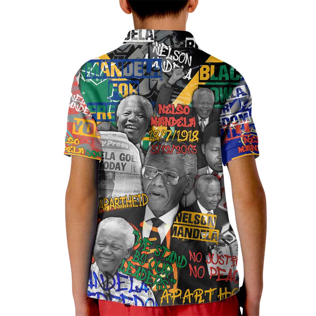 Nelson Mandela Kid Polo Shirt Street Spray Art Recreating The Life Of A Great Man - Wonder Print Shop