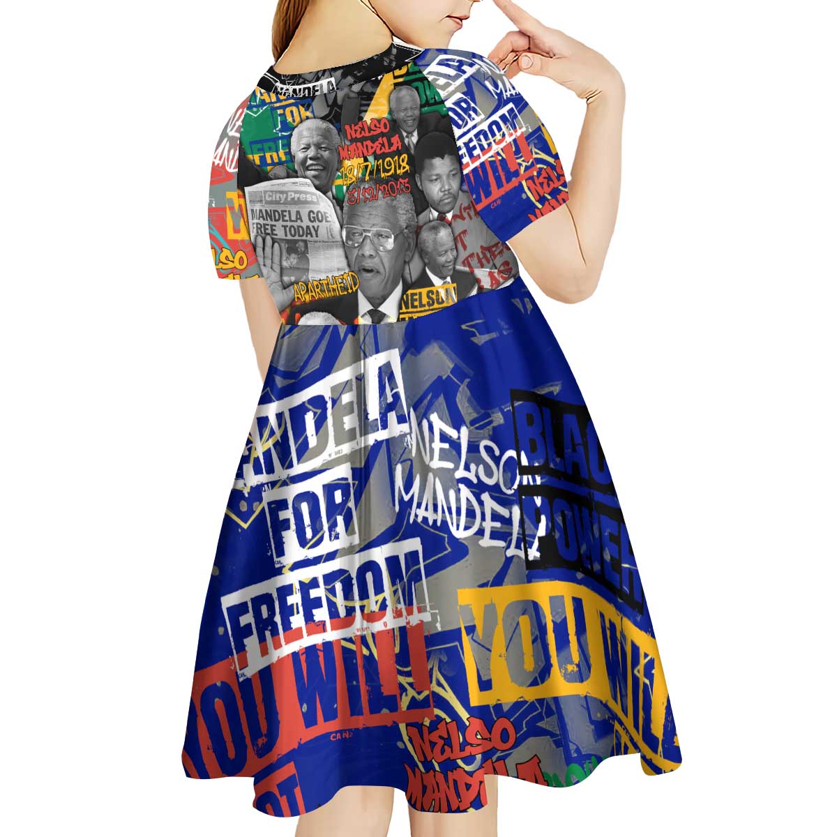 Nelson Mandela Kid Short Sleeve Dress Street Spray Art Recreating The Life Of A Great Man - Wonder Print Shop