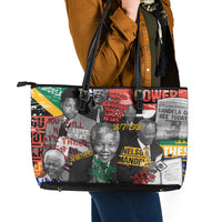 Nelson Mandela Leather Tote Bag Street Spray Art Recreating The Life Of A Great Man - Wonder Print Shop