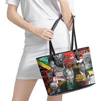 Nelson Mandela Leather Tote Bag Street Spray Art Recreating The Life Of A Great Man - Wonder Print Shop