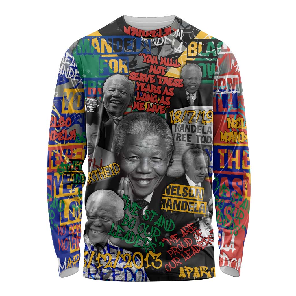 Nelson Mandela Long Sleeve Shirt Street Spray Art Recreating The Life Of A Great Man - Wonder Print Shop
