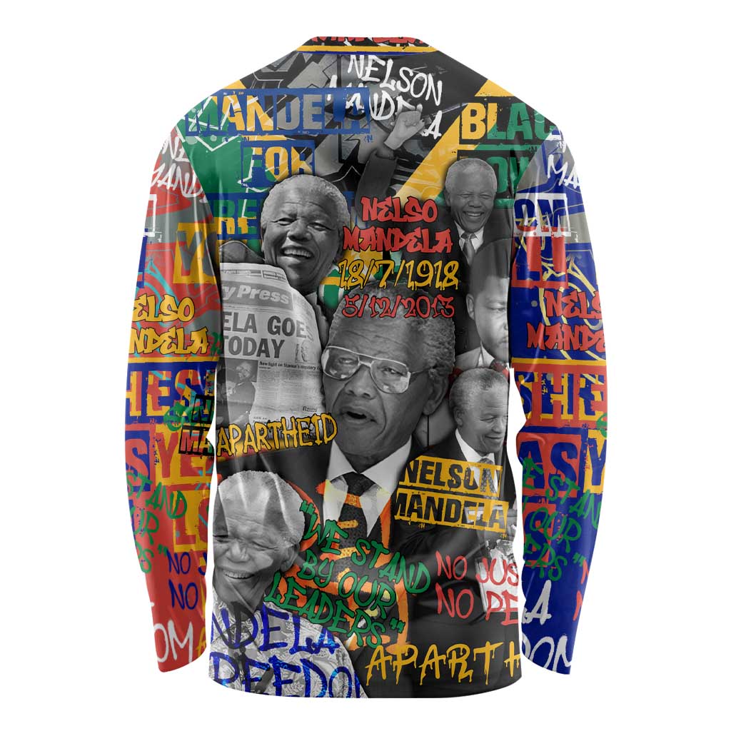 Nelson Mandela Long Sleeve Shirt Street Spray Art Recreating The Life Of A Great Man - Wonder Print Shop