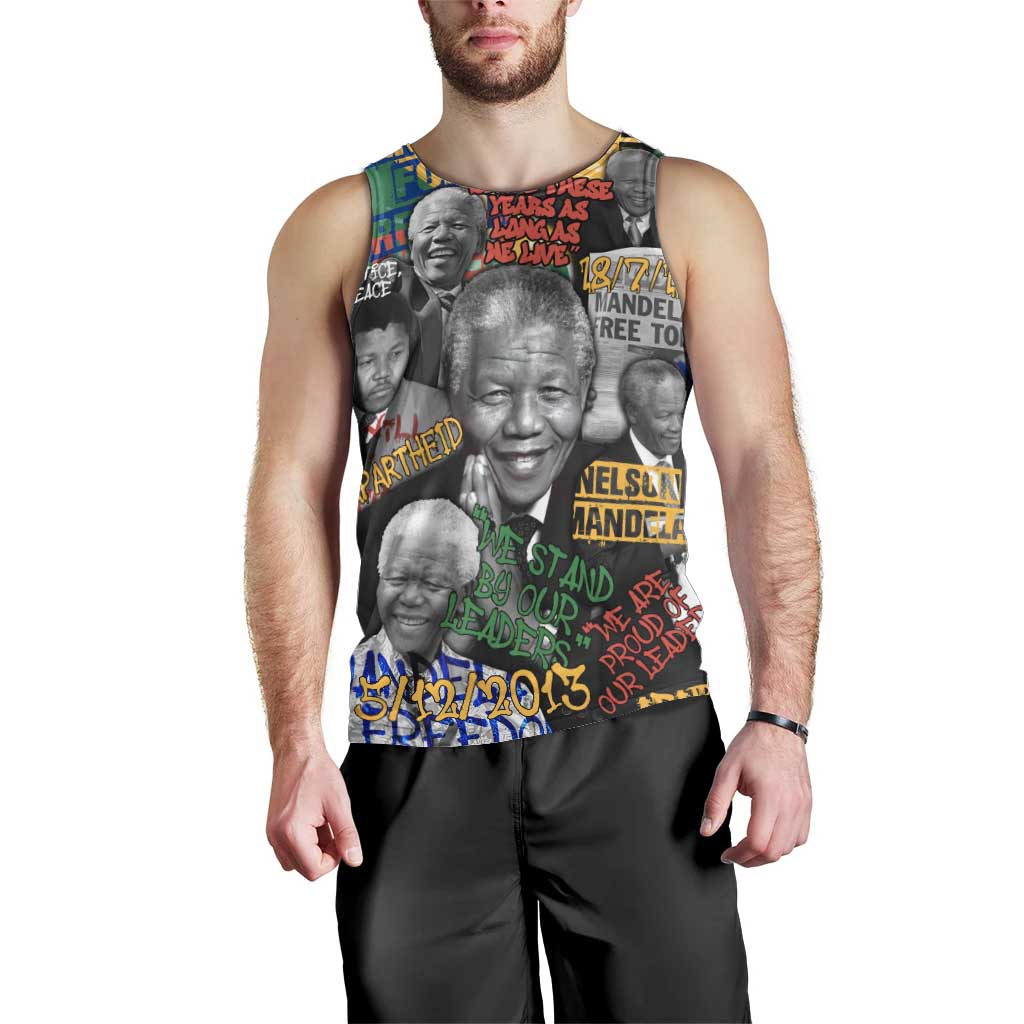 Nelson Mandela Men Tank Top Street Spray Art Recreating The Life Of A Great Man - Wonder Print Shop