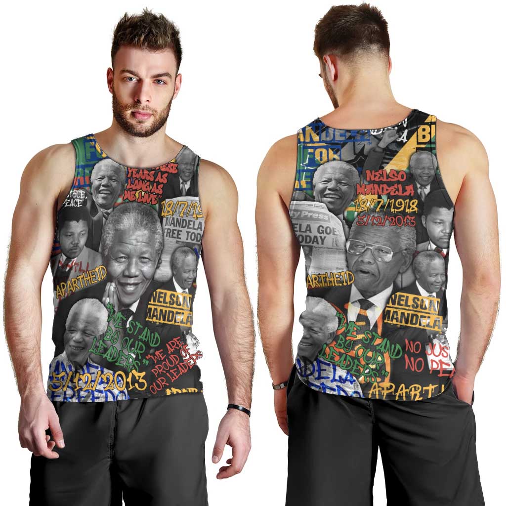 Nelson Mandela Men Tank Top Street Spray Art Recreating The Life Of A Great Man - Wonder Print Shop
