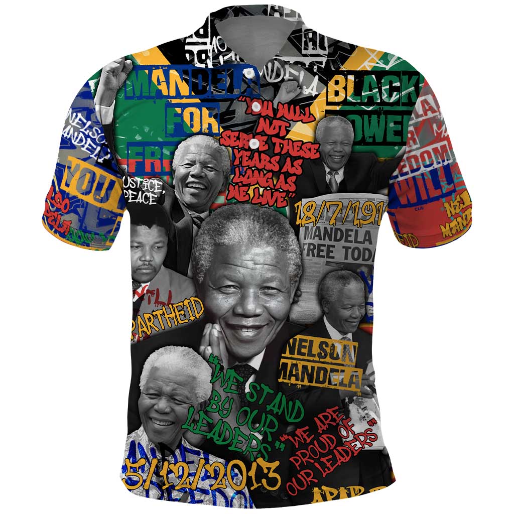 Nelson Mandela Polo Shirt Street Spray Art Recreating The Life Of A Great Man - Wonder Print Shop
