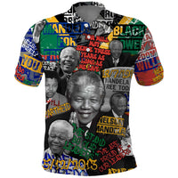 Nelson Mandela Polo Shirt Street Spray Art Recreating The Life Of A Great Man - Wonder Print Shop