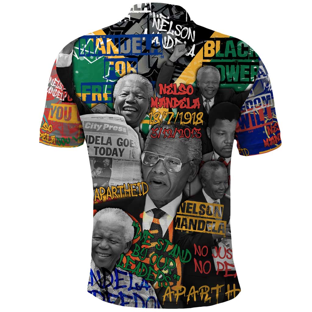 Nelson Mandela Polo Shirt Street Spray Art Recreating The Life Of A Great Man - Wonder Print Shop