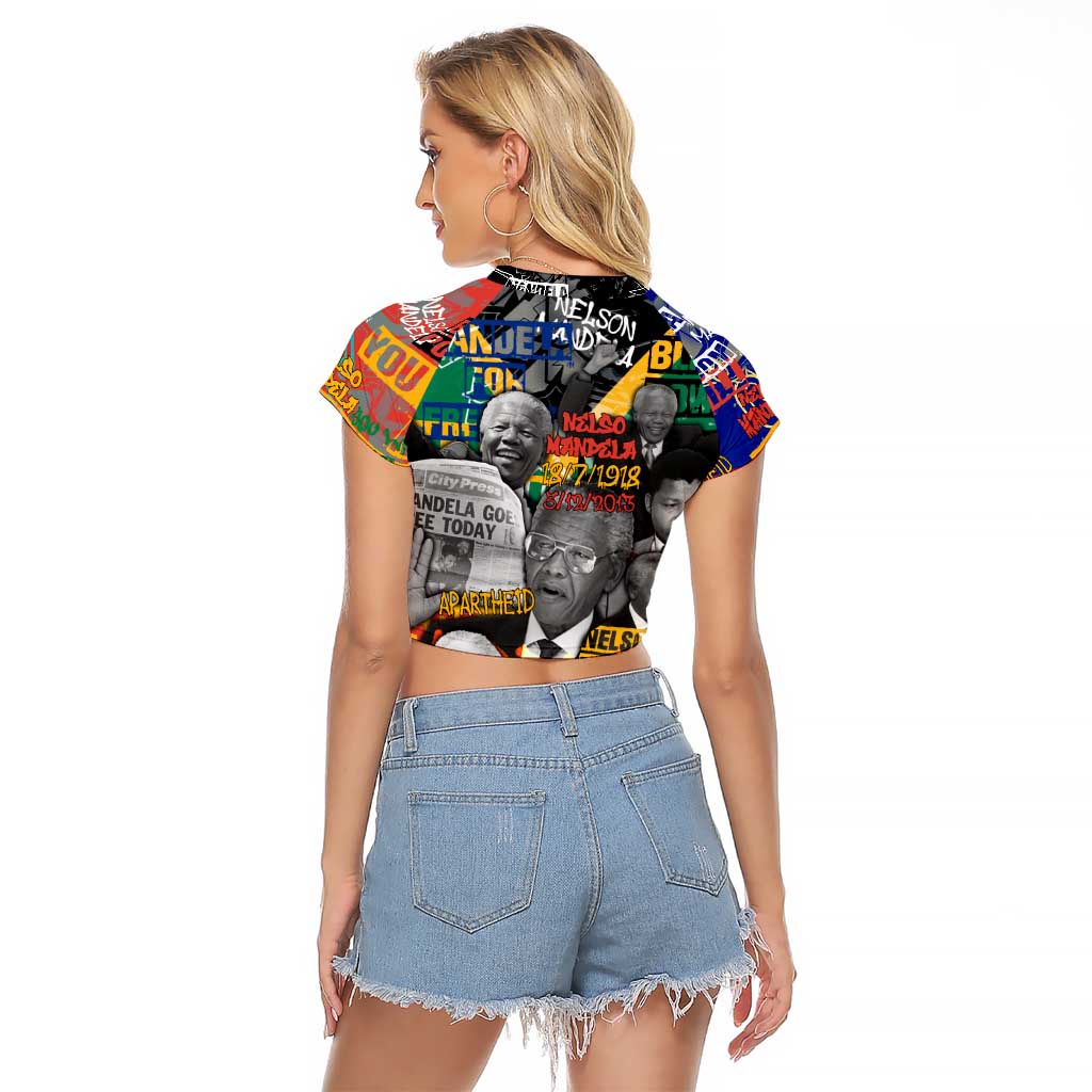 Nelson Mandela Raglan Cropped T Shirt Street Spray Art Recreating The Life Of A Great Man - Wonder Print Shop