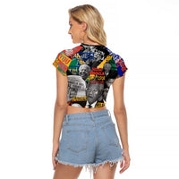 Nelson Mandela Raglan Cropped T Shirt Street Spray Art Recreating The Life Of A Great Man - Wonder Print Shop