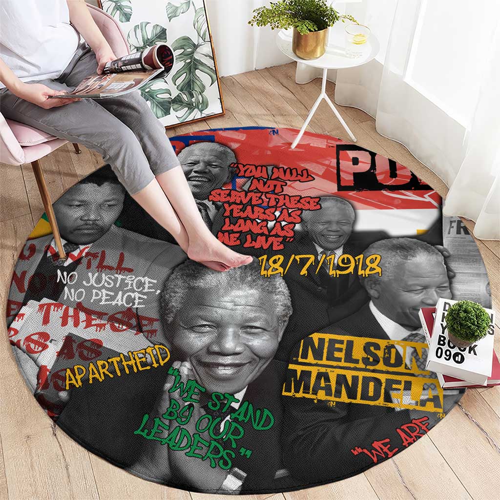 Nelson Mandela Round Carpet Street Spray Art Recreating The Life Of A Great Man - Wonder Print Shop
