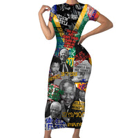 Nelson Mandela Short Sleeve Bodycon Dress Street Spray Art Recreating The Life Of A Great Man - Wonder Print Shop