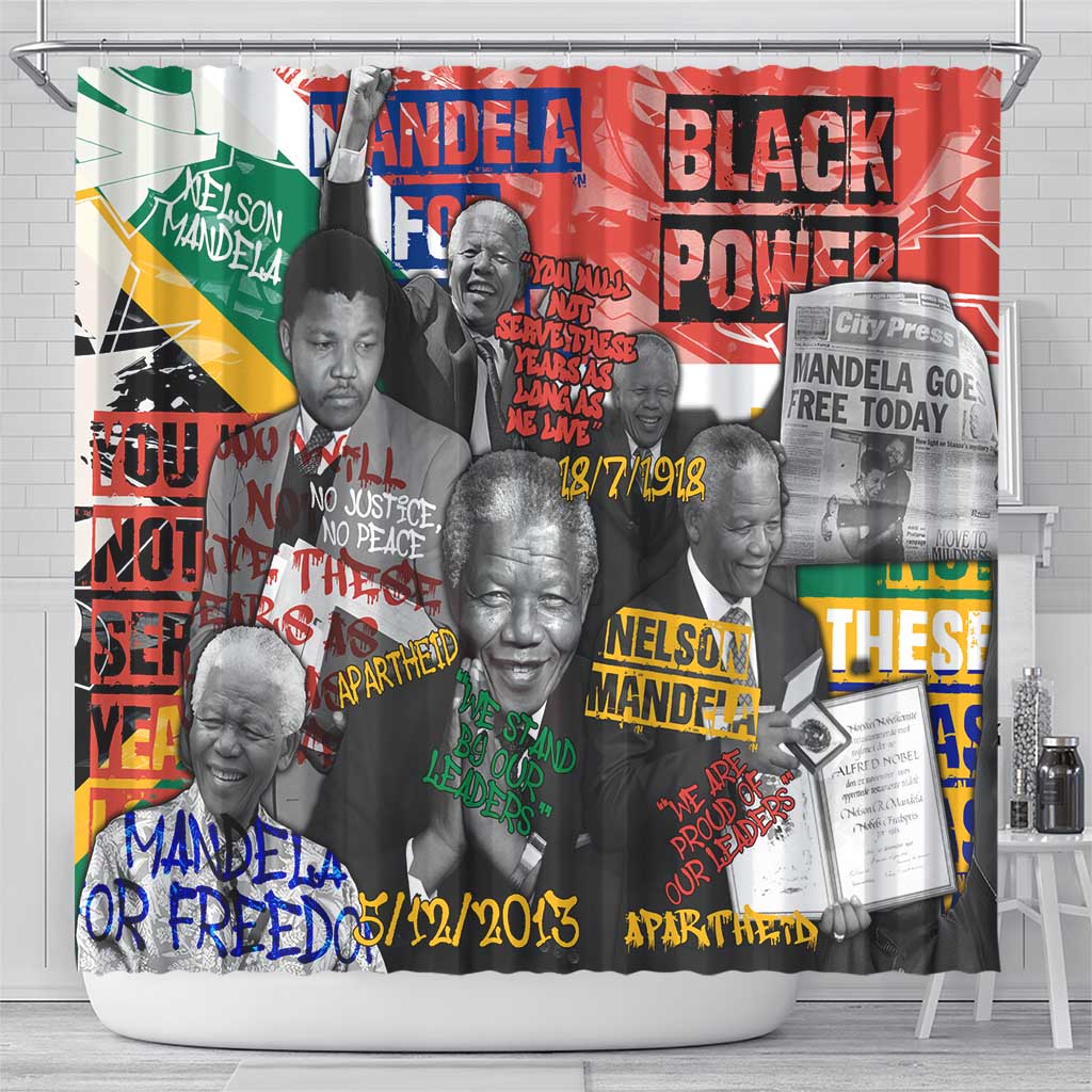 Nelson Mandela Shower Curtain Street Spray Art Recreating The Life Of A Great Man - Wonder Print Shop